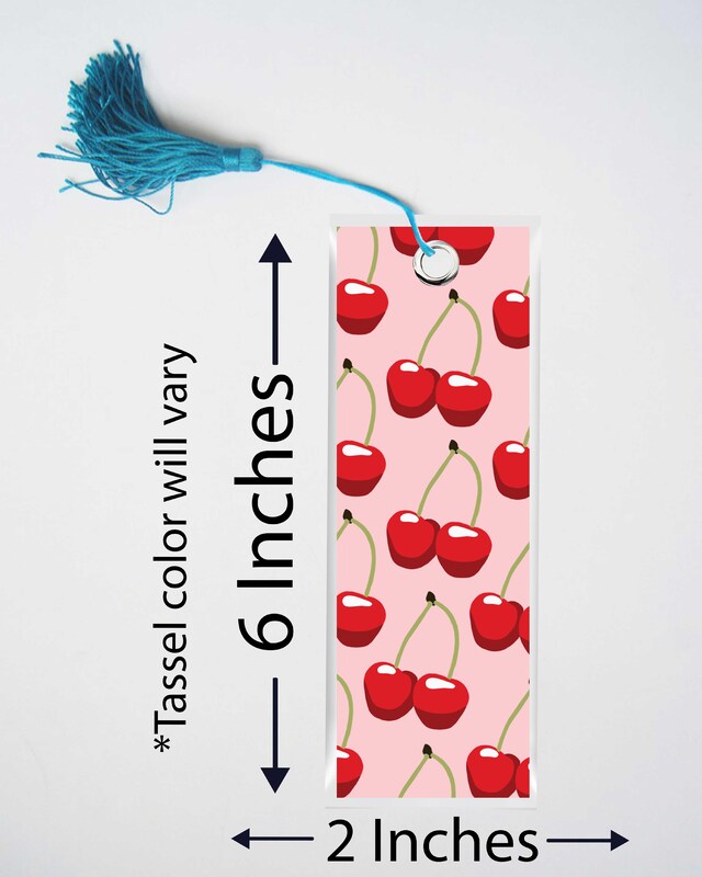 Cherry Bookmark Fruit Bookmark Food Bookmark Red Cherries Laminated Bookmark with Tassel Cute Bookmark Colorful Bookmark Gifts for Readers
